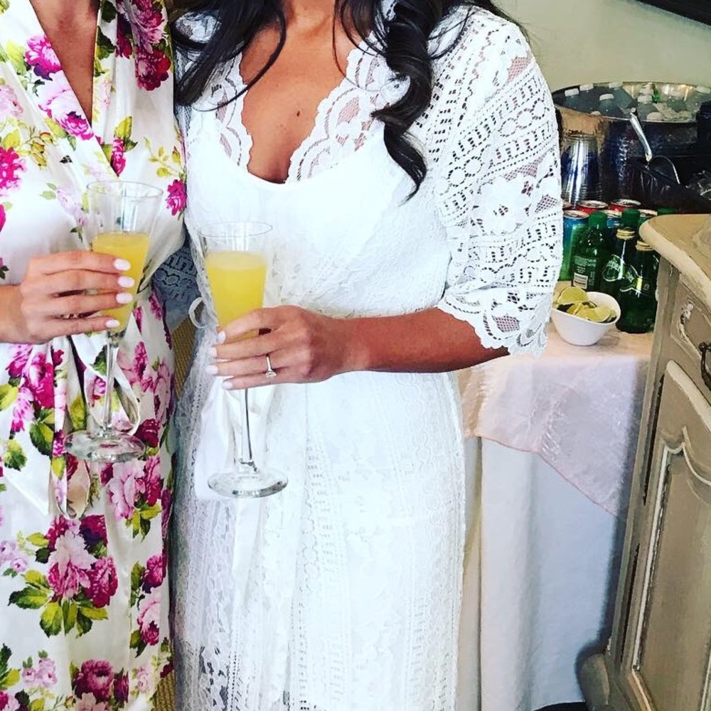 White long lace bridal robe